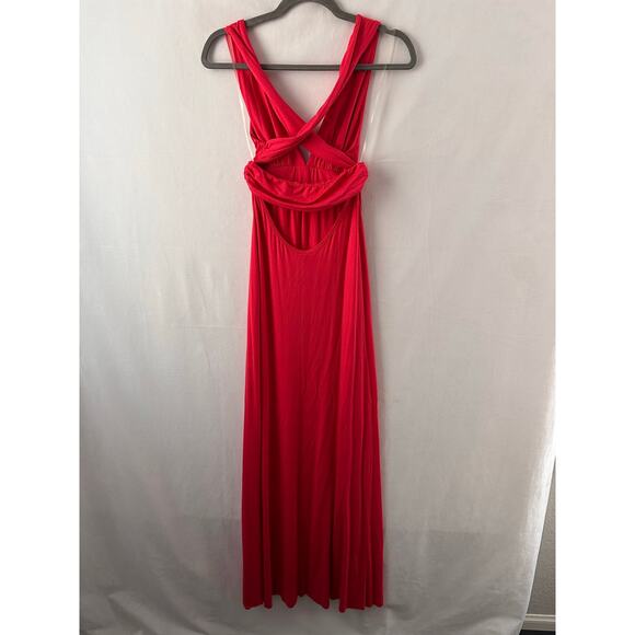 Rachel Pally Selena Maxi Dress Wildberry Coral Pink Stretchy Modal NEW Small - Picture 3 of 7